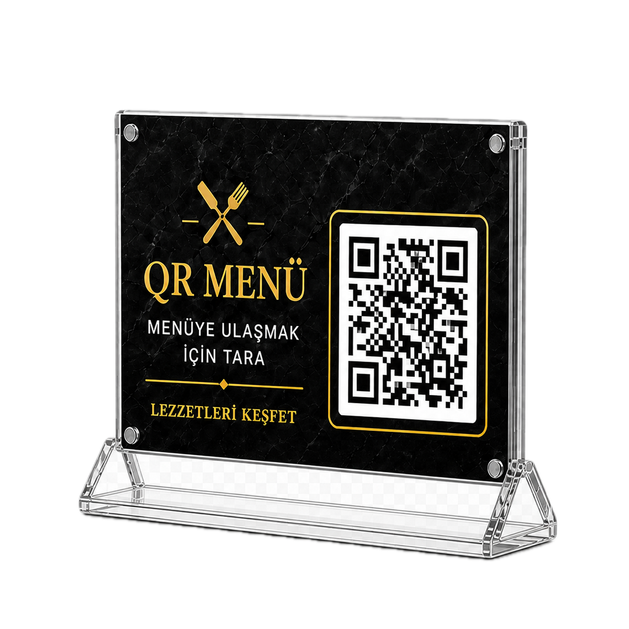 Yatay QR Menü Kart Tutucu